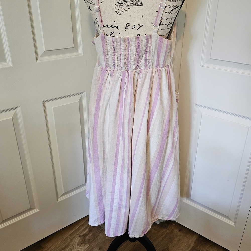 Torrid Striped Midi Linen Button-Front Dress - image 8